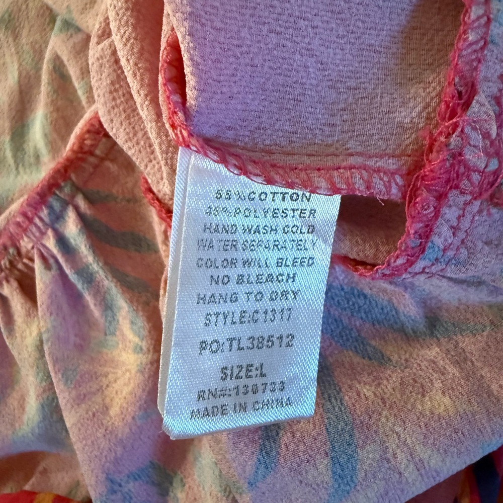 Umgee MEDALLION & FLORAL Oversized Tunic TOP, FUCHSIA Size Large - Picture 6 of 6